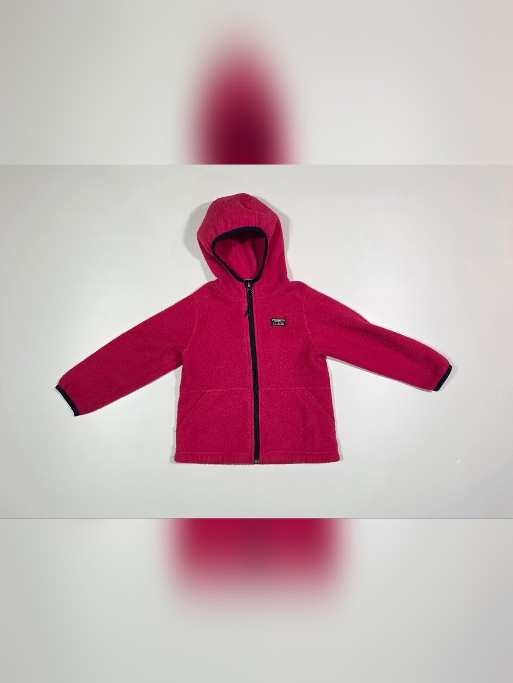 L.L. Bean Fleece Jacket Kids 4T Hot Pink Full Zip Hooded Girls Warm Toddler Girl